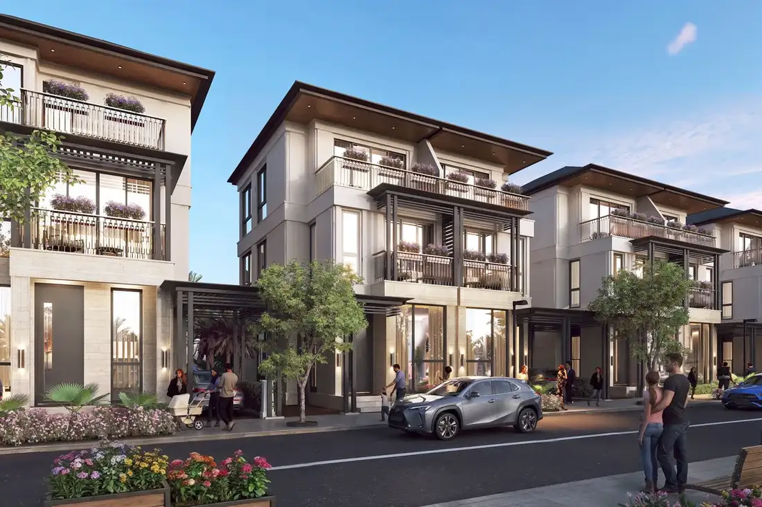 Villa song lập Thanh Phú Centre Point - phối cảnh góc phố nội khu